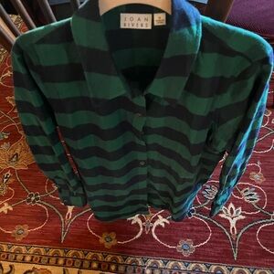 Joan Rivers Green and Black Striped Top